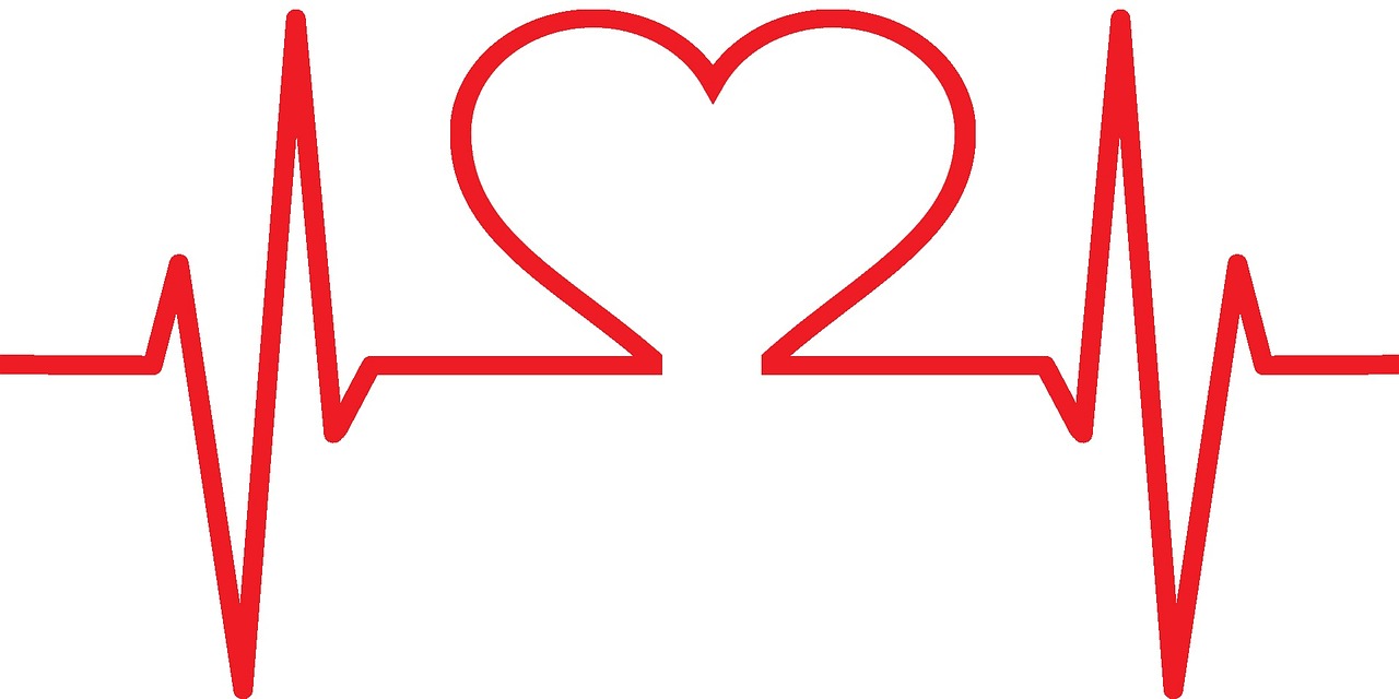 Image shows an EKG line divided with a heart icon in the middle