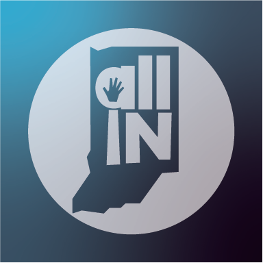 All IN for health logo on blue gradient background